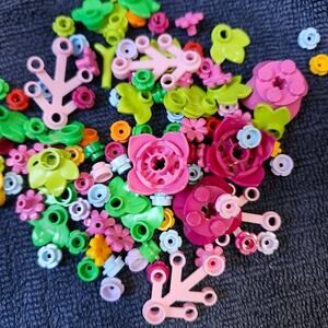 Lego Flower Studs Lot Of 100 Mixed Colors Stems Leaves Floral Branches